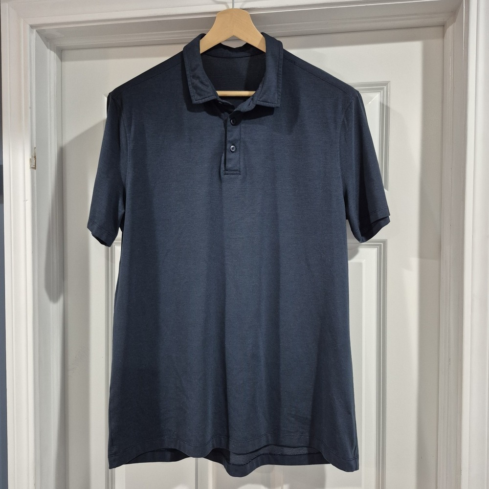 Lululemon Polo Mens Large Navy Evolution Golf Performance Office Smart Casual